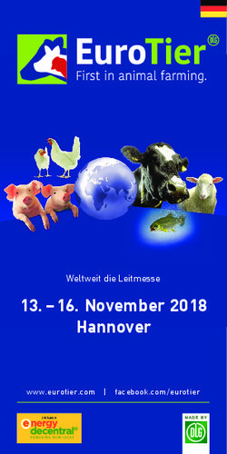 Hannover 13 - 16. November 2018 - Weltweit die Leitmesse www.eurotier.com