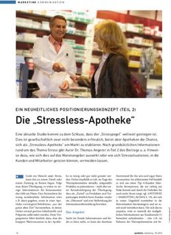 DIE "STRESSLESS-APOTHEKE" - EIN NEUHEITLICHES POSITIONIERUNGSKONZEPT (TEIL 2)