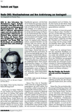 Technik und Tipps Radio DRS: Musikaufnahmen und ihre Archivierung zur Analogzeit