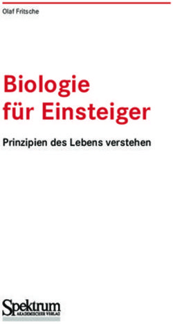 Biologie f&uuml;r Einsteiger - Prinzipien des Lebens verstehen - Olaf Fritsche