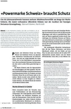 "Powermarke Schweiz" braucht Schutz - Die Volkswirtschaft