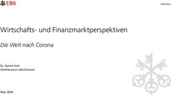 Wirtschafts- und Finanzmarktperspektiven - Die Welt nach Corona Dr. Daniel Kalt Chef&ouml;konom UBS Schweiz