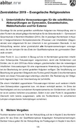 Zentralabitur 2019 - Evangelische Religionslehre - Unterrichtliche Voraussetzungen für die schriftlichen Abiturprüfungen an Gymnasien ...