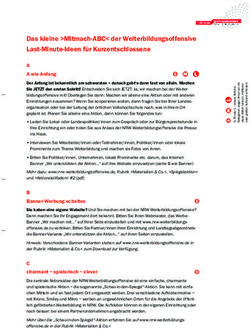 Das kleine Mitmach-ABC der Weiterbildungsoffensive Last-Minute-Ideen f&uuml;r Kurzentschlossene