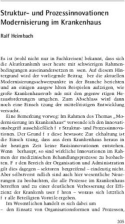 Struktur- und Prozessinnovationen Modernisierung im Krankenhaus