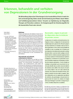 Erkennen, behandeln und verh&uuml;ten von Depressionen in der Grundversorgung