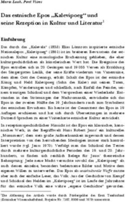 Das estnische Epos "Kalevipoeg" und seine Rezeption in Kultur und Literatur1