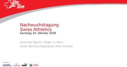 Nachwuchstagung Swiss Athletics - Samstag 24. Oktober 2020 Haus des Sports, Ittigen b. Bern Leiter Nachwuchsprojekte Alain Croisier