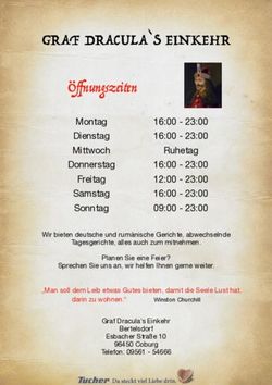 GRAF DRACULA'S EINKEHR - &Ouml;ffnungszeiten