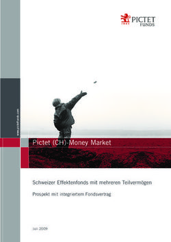 Pictet (CH)-Money Market - Schweizer Effektenfonds mit mehreren Teilvermögen Prospekt mit integriertem Fondsvertrag