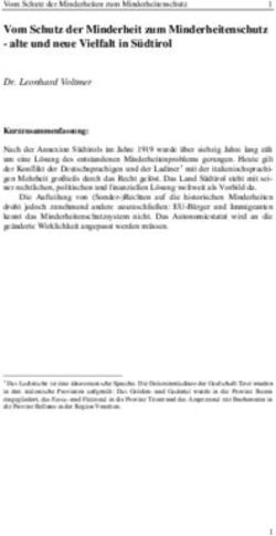 Vom Schutz der Minderheit zum Minderheitenschutz - alte und neue Vielfalt in Südtirol Vom Schutz der Minderheiten zum Minderheitenschutz