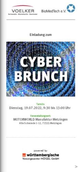 CYBER BRUNCH Einladung zum - Dienstag, 19.07.2022, 9:30 bis 13:00 Uhr MOTORWORLD Manufaktur Metzingen - voelker-gruppe.com