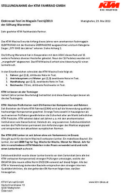 STELLUNGNAHME der KTM FAHRRAD GMBH