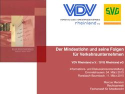 Der Mindestlohn und seine Folgen f&uuml;r Verkehrsunternehmen - VDV Rheinland e.V. / SVG Rheinland eG