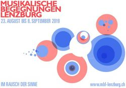 AUGUST BIS 8. SEPTEMBER 2019 - IM RAUSCH DER SINNE www.mbl-lenzburg.ch