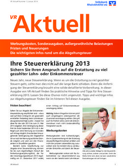 Ihre Steuererkl&auml;rung 2013 - Sichern Sie Ihren Anspruch auf die Erstattung zu viel gezahlter Lohn- oder Einkommensteuer