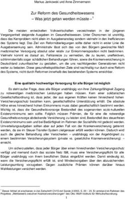 Zur Reform des Gesundheitswesens - Was jetzt getan werden müsste -1