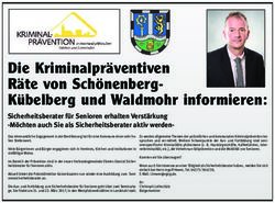 Die Kriminalpr&auml;ventiven R&auml;te von Sch&ouml;nenberg-K&uuml;belberg und Waldmohr informieren