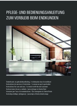 PFLEGE- UND BEDIENUNGSANLEITUNG ZUM VERBLEIB BEIM ENDKUNDEN