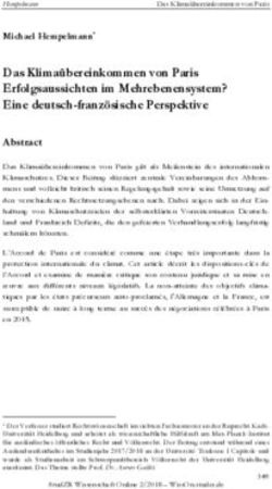 Das Klimaübereinkommen von Paris Erfolgsaussichten im Mehrebenensystem? Eine deutsch-französische Perspektive Abstract - StudZR