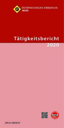 Tätigkeitsbericht 2020 - ÖSTERREICHISCHE KREBSHILFE WIEN - Krebshilfe-Wien.at