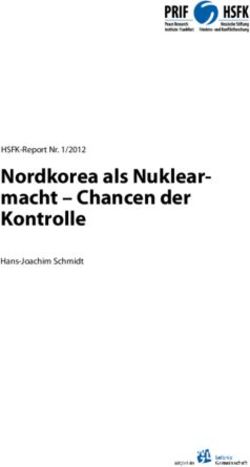 Nordkorea als Nuklearmacht - Chancen der Kontrolle - HSFK-Report Nr. 1/2012 Hans-Joachim Schmidt