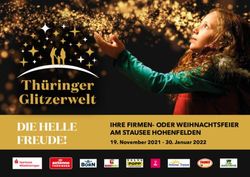 DIE HELLE FREUDE! IHRE FIRMEN- ODER WEIHNACHTSFEIER AM STAUSEE HOHENFELDEN - November 2021 - Januar 2022 - Th&uuml;ringer Glitzerwelt