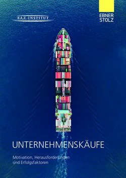 UNTERNEHMENSK&Auml;UFE Motivation, Herausforderungen und Erfolgsfaktoren - Ebner Stolz