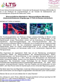 WISSENSCHAFTLICHEN MITARBEITERIN / WISSENSCHAFTLICHEN MITARBEITERS (DOKTORANDIN/DOKTORAND; ENTGELTGRUPPE 13 TV&Ouml;D; 26 STUNDEN W&Ouml;CHENTLICH) ...