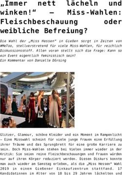 Immer nett lächeln und Miss-Wahlen