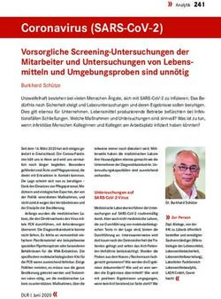 CORONAVIRUS (SARS-COV-2) - VORSORGLICHE SCREENING-UNTERSUCHUNGEN DER MITARBEITER UND UNTERSUCHUNGEN VON LEBENS-MITTELN UND UMGEBUNGSPROBEN SIND ...