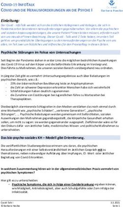 COVID-19 INFOTALK COVID UND DIE HERAUSFORDERUNGEN AN DIE PSYCHE I