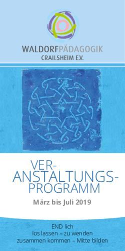 ANSTALTUNGS- VER- M&auml;rz bis Juli 2019 - Waldorfschule ...