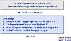 Verbraucherzentrale Bundesverband Seminar: Geldanlage und Altersvorsorge aktuell - Gerd Kommer Invest