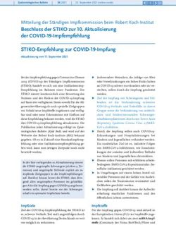 Beschluss der STIKO zur 10. Aktualisierung der COVID-19-Impfempfehlung STIKO-Empfehlung zur COVID-19-Impfung - RKI