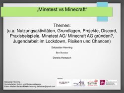 "Minetest vs Minecraft" - Themen: u.a. Nutzungsaktivit&auml;ten, Grundlagen, Projekte, Discord, Blogs