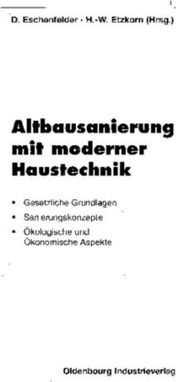 Altbausanierung mit moderner Haustechnik - D. Eschenfelder H.-W. Etzkorn (Hrsg.)