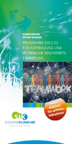 PROGRAMM 2021/22 F&Uuml;R FORTBILDUNG UND BETRIEBLICHE GESUNDHEITS-F&Ouml;RDERUNG - GEMEINSAM MEHR WISSEN - S&uuml;dharz Klinikum Nordhausen