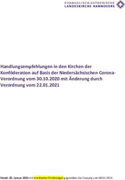 Handlungsempfehlungen in den Kirchen der Konföderation auf Basis der Niedersächsischen Corona-Verordnung vom 30.10.2020 mit Änderung durch ...