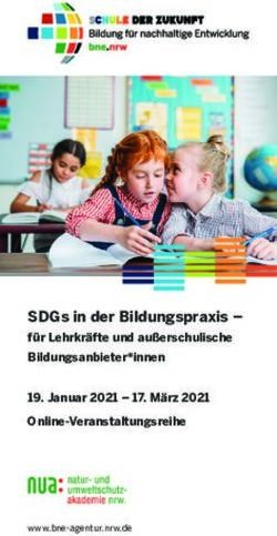 SDGs in der Bildungspraxis- f&uuml;r Lehrkr&auml;fte und au&szlig;erschulische Bildungsanbieter*innen 19. Januar 2021 - 17. M&auml;rz 2021 ...