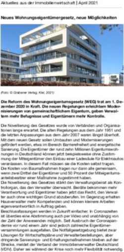 Neues Wohnungseigent&uuml;mergesetz, neue M&ouml;glichkeiten