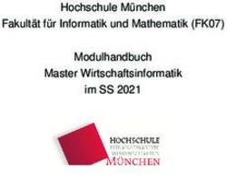 Hochschule München Fakultät für Informatik und Mathematik (FK07) Modulhandbuch Master Wirtschaftsinformatik im SS 2021
