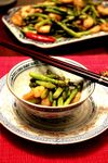 Chinesisch gebratene grüne Spargeln mit Garnelen - Chinese fried green Asparagus with Shrimps
