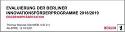 EVALUIERUNG DER BERLINER INNOVATIONSF&Ouml;RDERPROGRAMME 2018/2019 - ERGEBNISPR&Auml;SENTATION