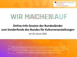 WIR MACHEN AUF Online-Info-Session der Bundesländer zum Sonderfonds des Bundes für Kulturveranstaltungen