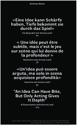 "Eine Idee kann Schärfe haben, Tiefe bekommt sie durch das Spiel" - Peter Lang