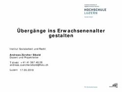 Übergänge ins Erwachsenenalter gestalten - Andreas Zürcher Sibold Dozent und Projektleiter - SPUNTAN