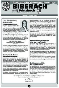 BIBERACH mit Prinzbach - AAmmttlliicchhee BBeekkaannnnttmmaacchhuunnggeenn - Gemeinde Biberach