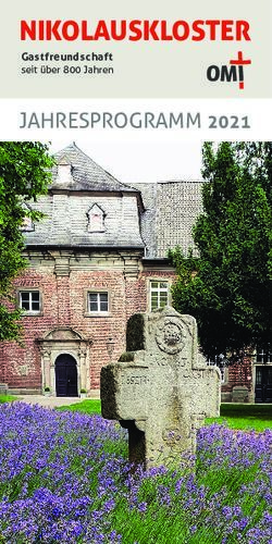 NIKOLAUSKLOSTER JAHRESPROGRAMM 2021 - Gastfreundschaft