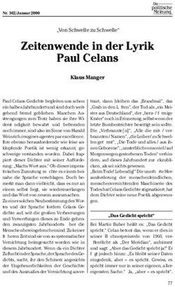 Zeitenwende in der Lyrik Paul Celans - Klaus Manger